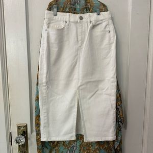 Loft white denim pencil skirt